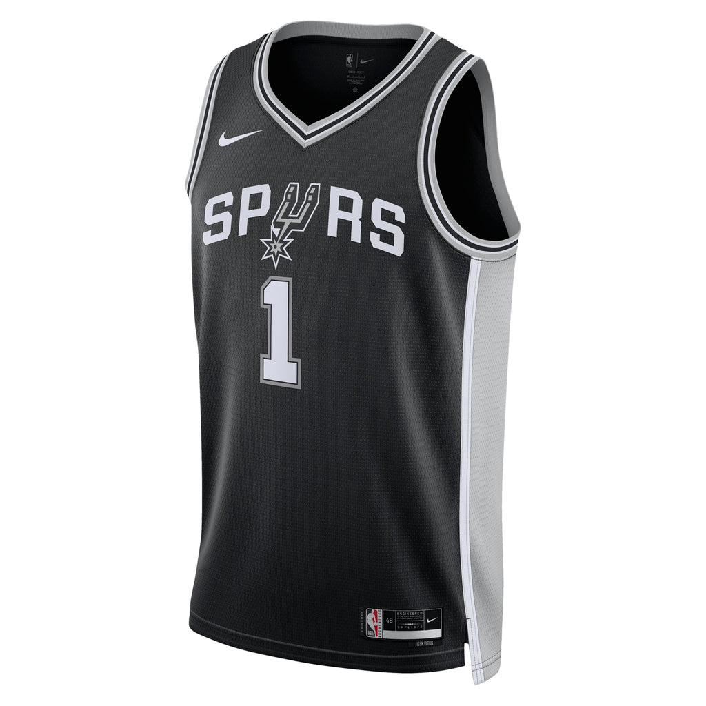 San Antonio Spurs NBA Nike Icon Edition Swingman Jersey - Black - Victor Wembanyama - Unisex