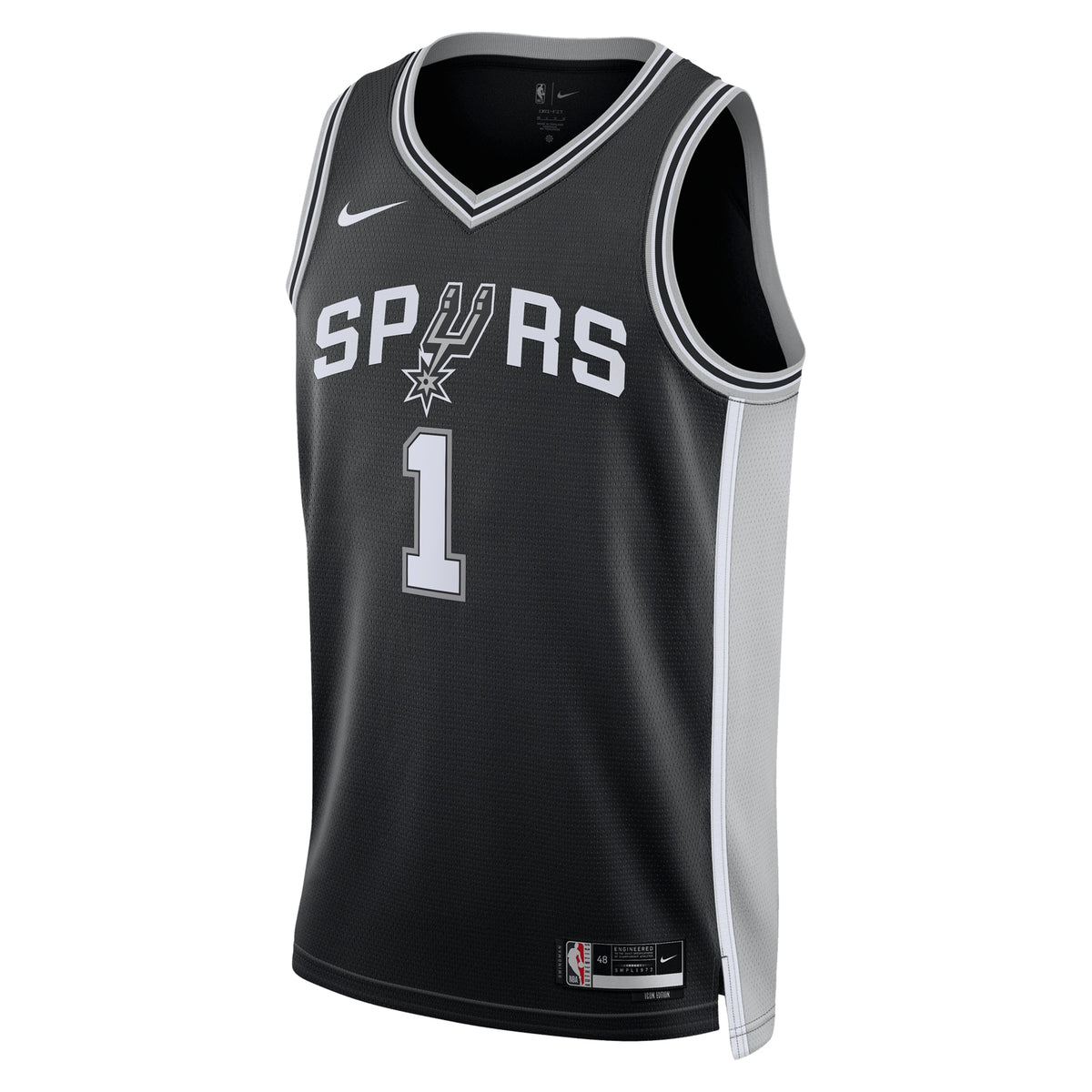 San Antonio Spurs NBA Nike Icon Edition Swingman Jersey - Black - Victor Wembanyama - Unisex