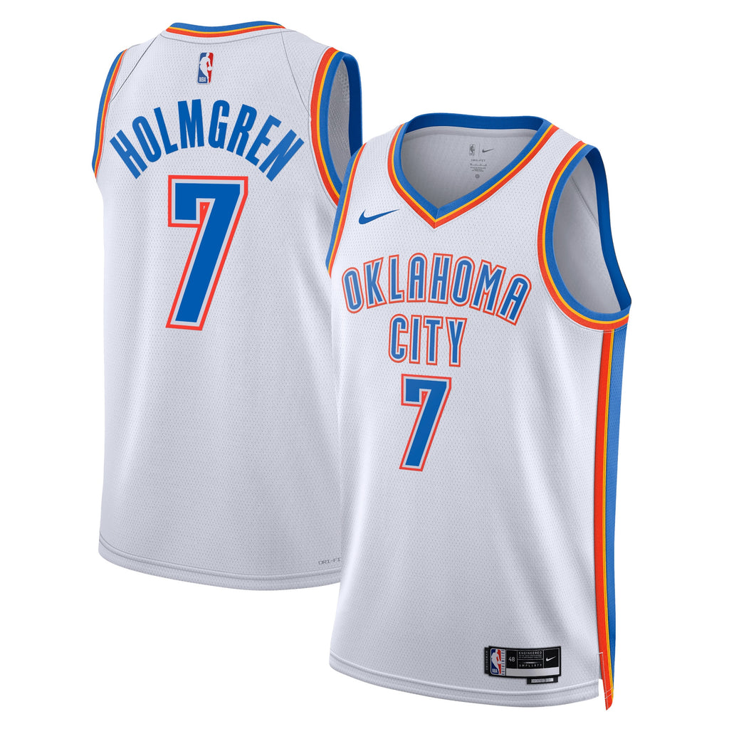 Oklahoma City Thunder NBA Nike Association Edition Swingman Jersey - White - Chet Holmgren - Unisex