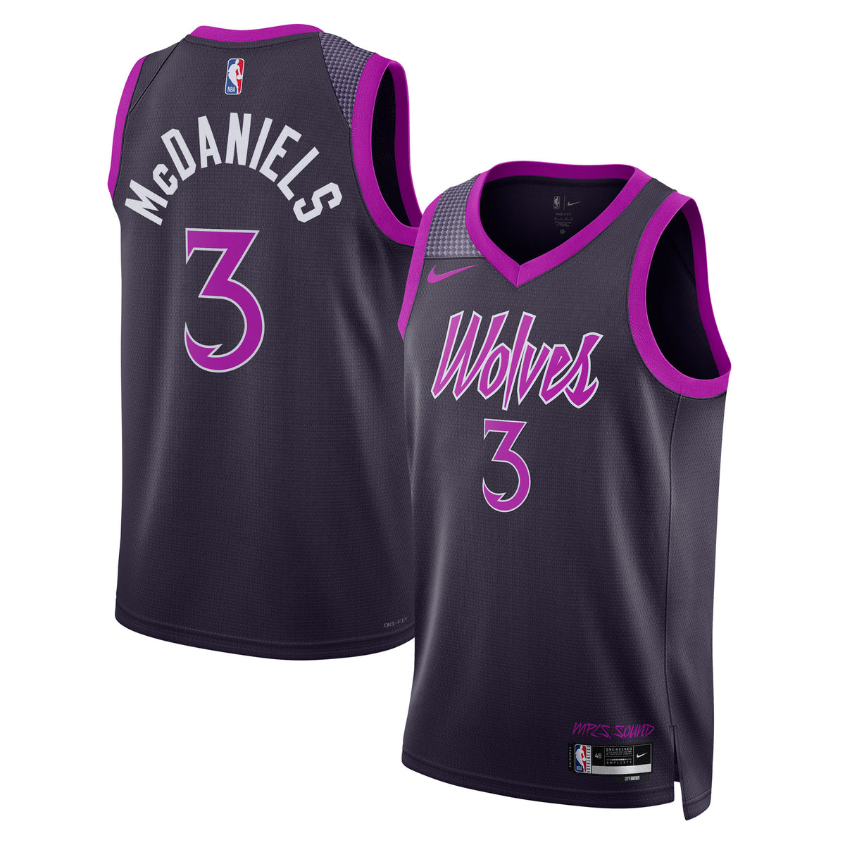 Minnesota Timberwolves NBA Nike 2025/26 City Edition Swingman Jersey - Black - Jaden McDaniels - Unisex