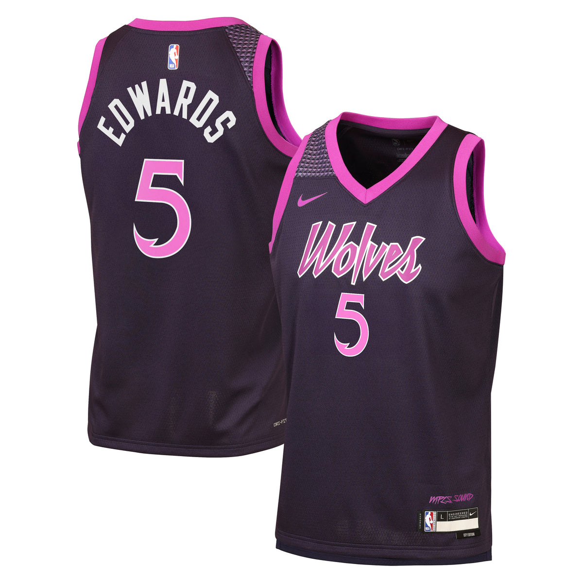 Minnesota Timberwolves NBA Nike 2025/26 City Edition Swingman Jersey - Black - Anthony Edwards - Youth