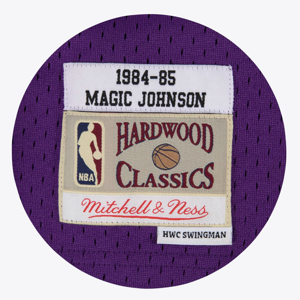 Los Angeles Lakers NBA Magic Johnson 1984-85 Hardwood Classics Road Swingman Jersey By Mitchell & Ness - Purple - Men's