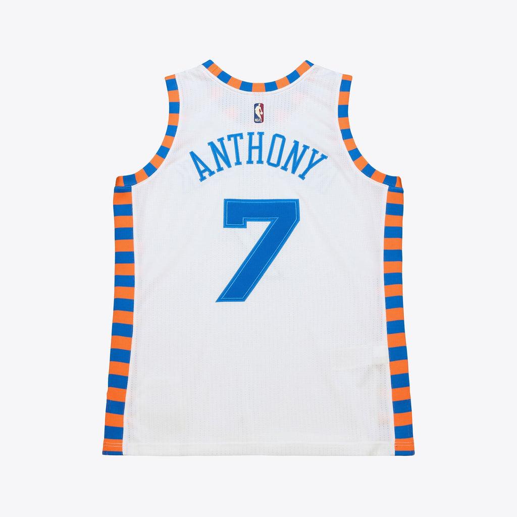 New York Knicks NBA Men's Mitchell & Ness Carmelo Anthony White 2015-16 Hardwood Classics Authentic Jersey