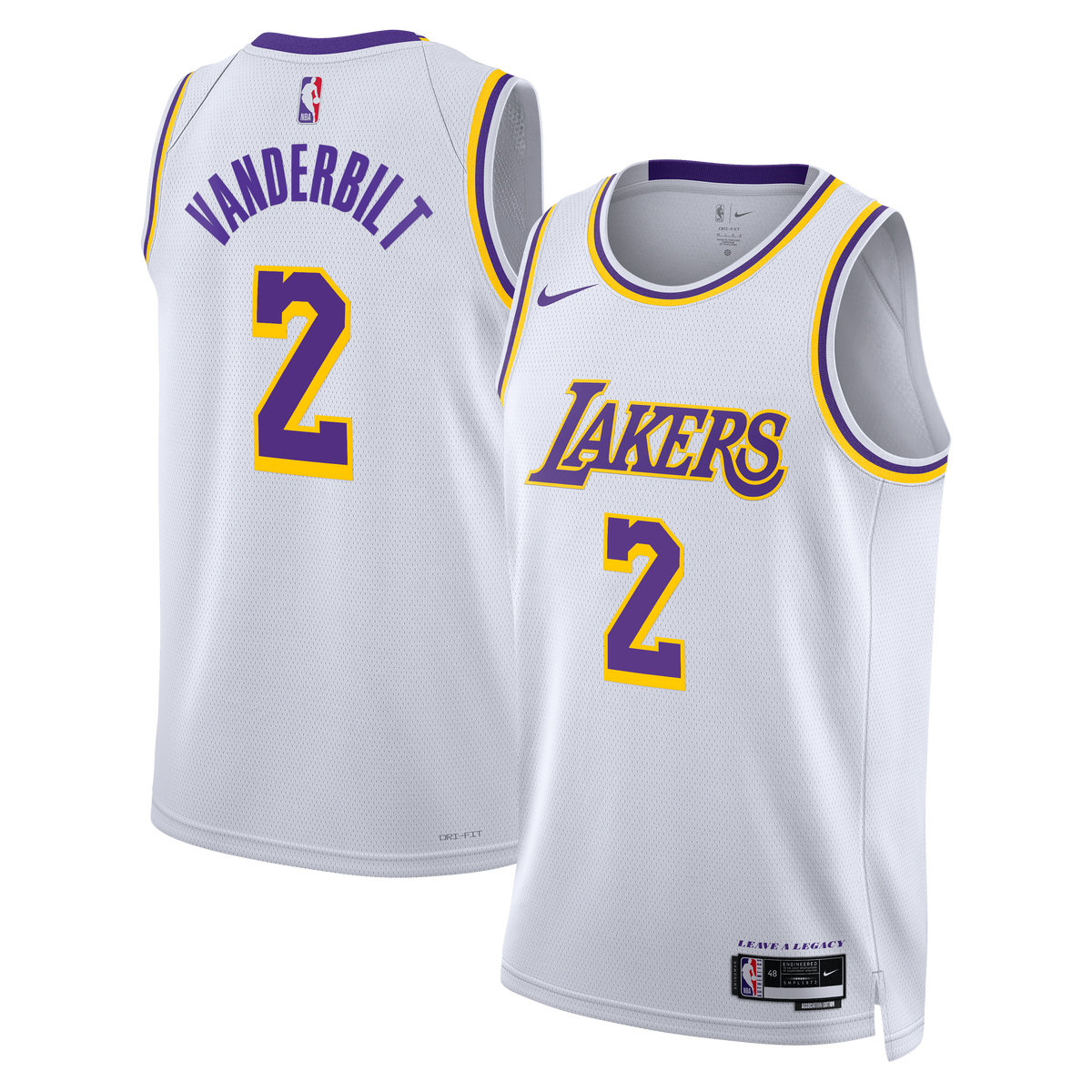 Los Angeles Lakers NBA Nike Association Edition Swingman Jersey - White - Jarred Vanderbilt - Unisex