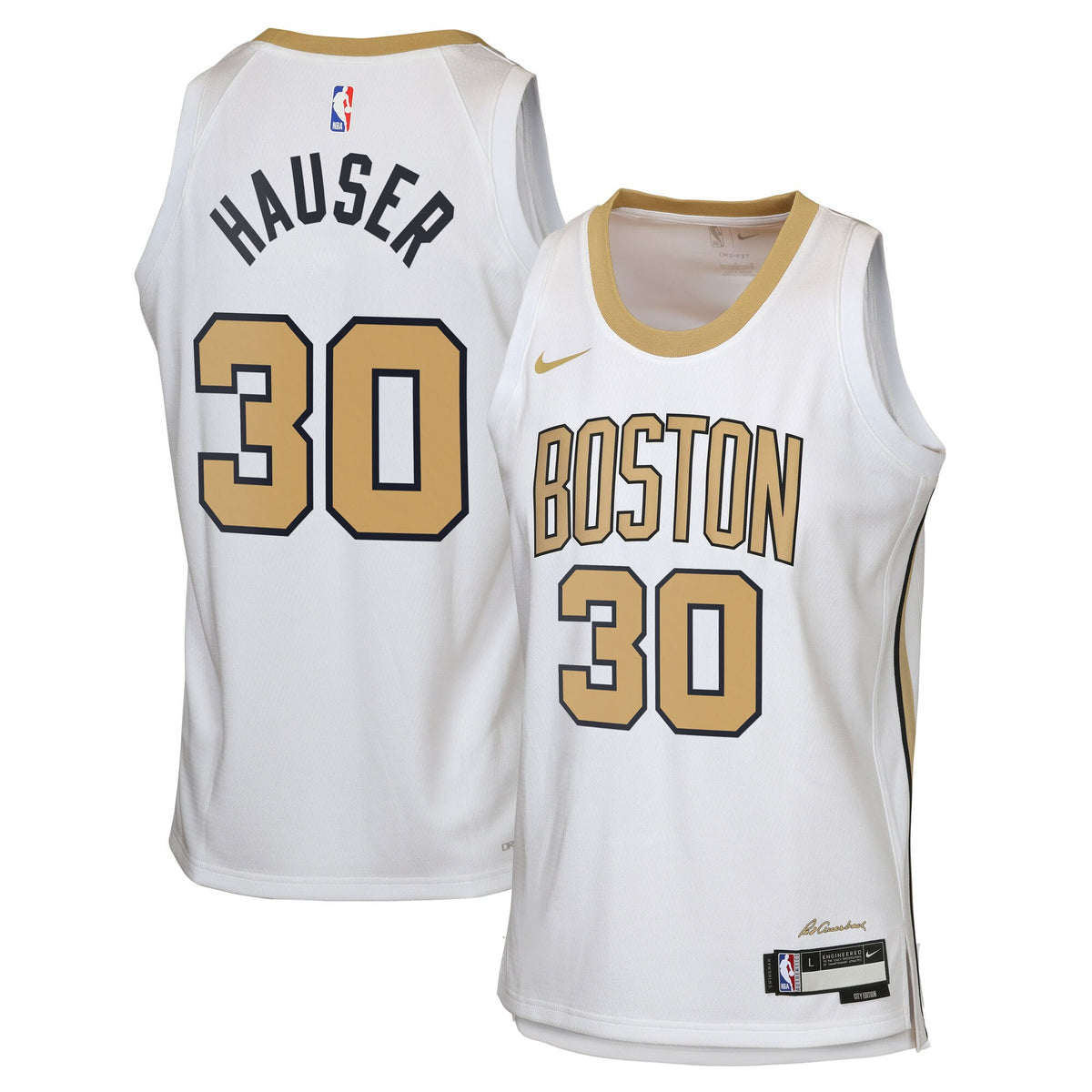 Boston Celtics NBA Nike 2025/26 City Edition Swingman Jersey - White - Sam Hauser - Youth